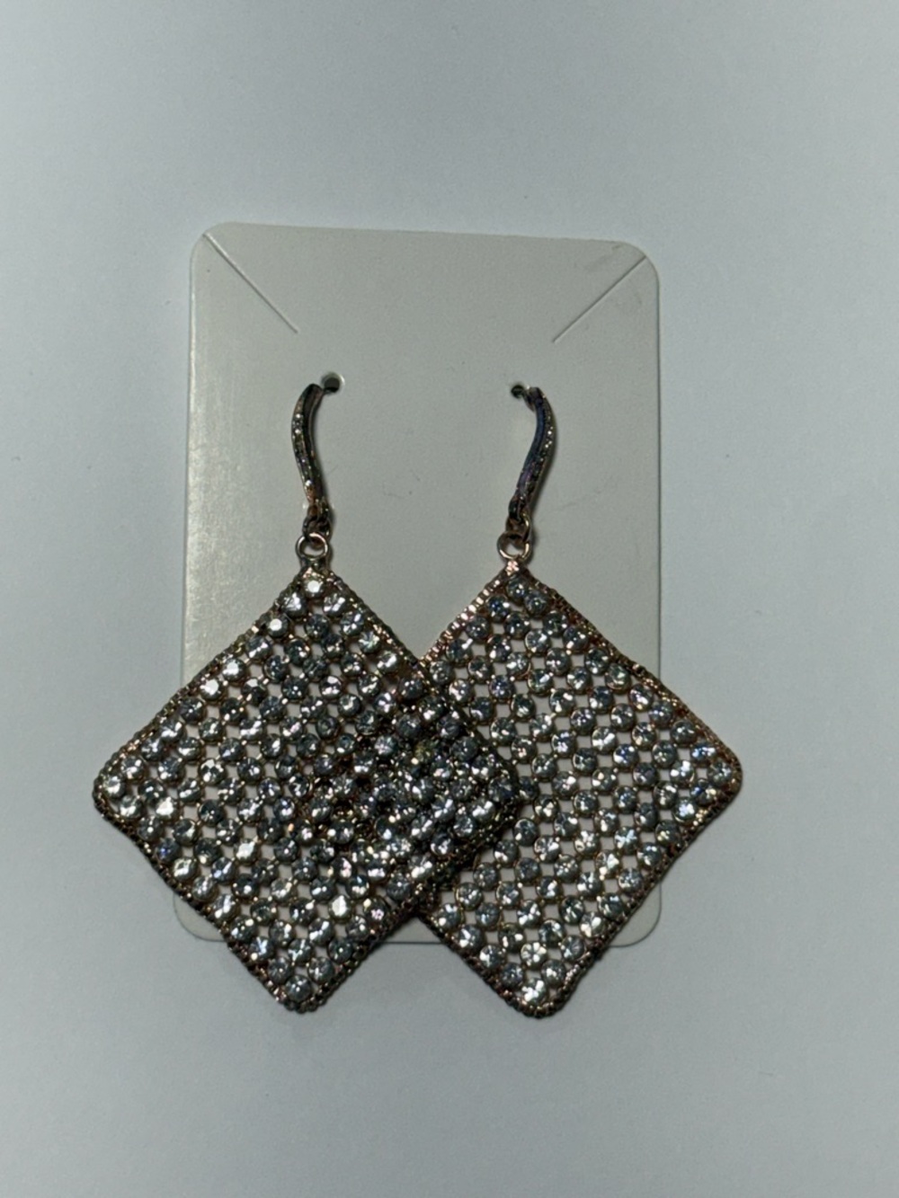 Crystal Pavé Square Drop Earrings - rose gold
